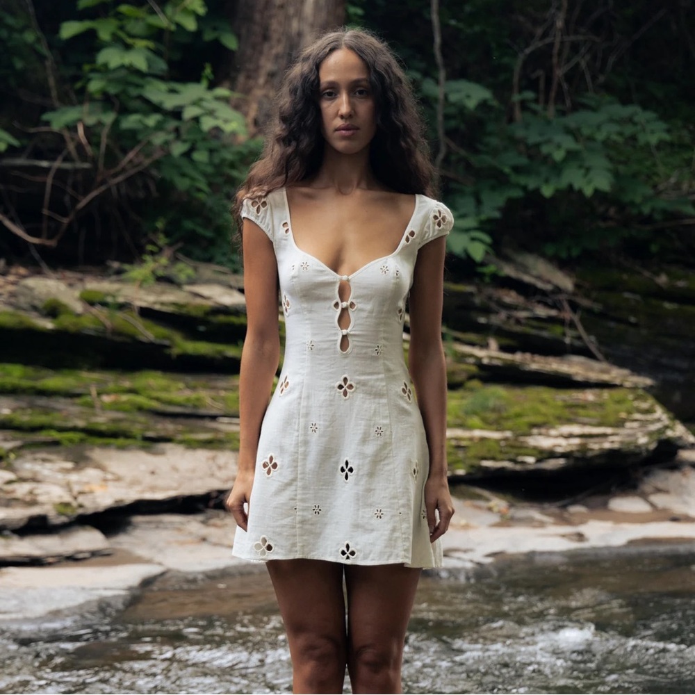White embroidered eyelet dress